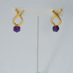 Gold plated earrings with natural stone